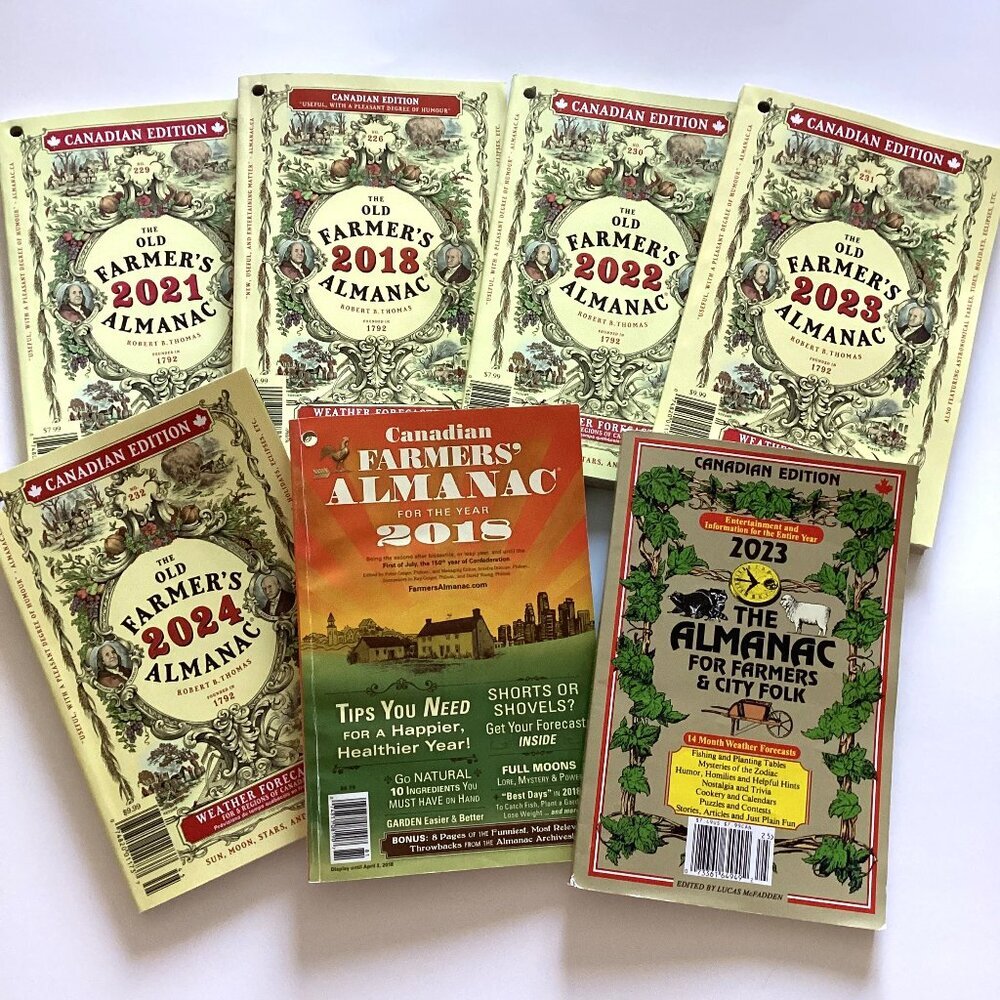 Bundle of 7 The Old Farmers Almanac Books Weather Forecasts Farming Canadian